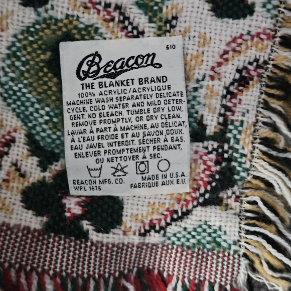 Vintage Floral & Apple Tapestry Fringe Blanket By Beacon Blanket Company - Picture 6 of 7